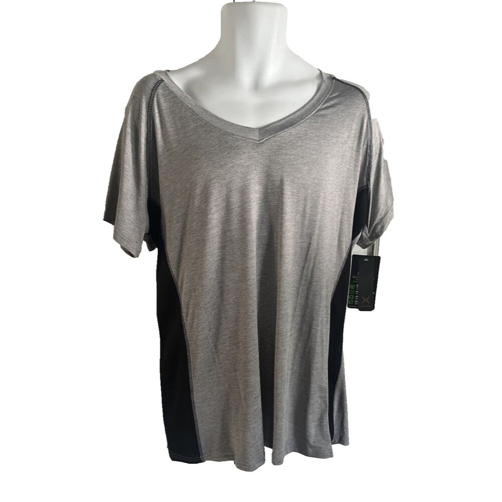 X Game Time Mens Athletic Shirt 3X Gray/Black Short Sleeve Activewear Tech Dry